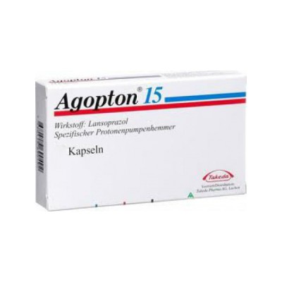 Фото препарата Агоптон (Лансопразол) Agopton  (Lansoprazole) 15 мг/98 капсул  